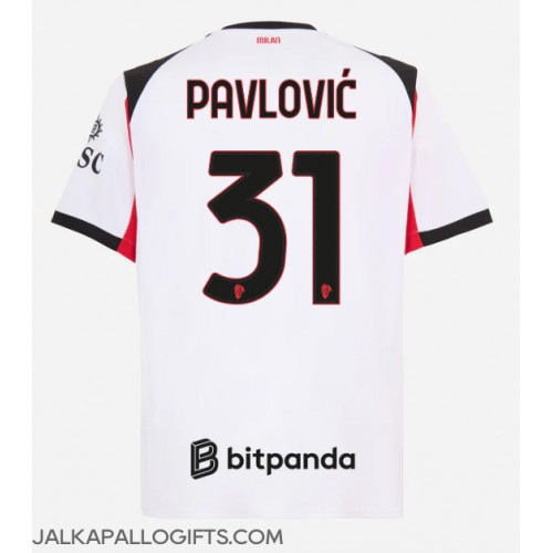 AC Milan Strahinja Pavlovic #31 Vieraspaita 2025-26 Lyhythihainen